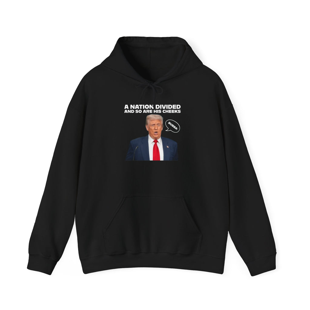 "A National Divided And So Are His Cheeks" Graphic - Unisex Heavy Blend™ Hooded Sweatshirt