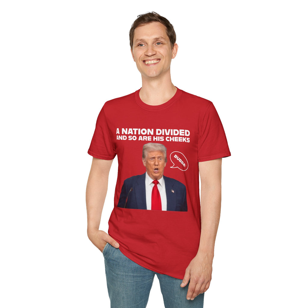 "A National Divided And So Are His Cheeks" Graphic - Unisex Softstyle T-Shirt