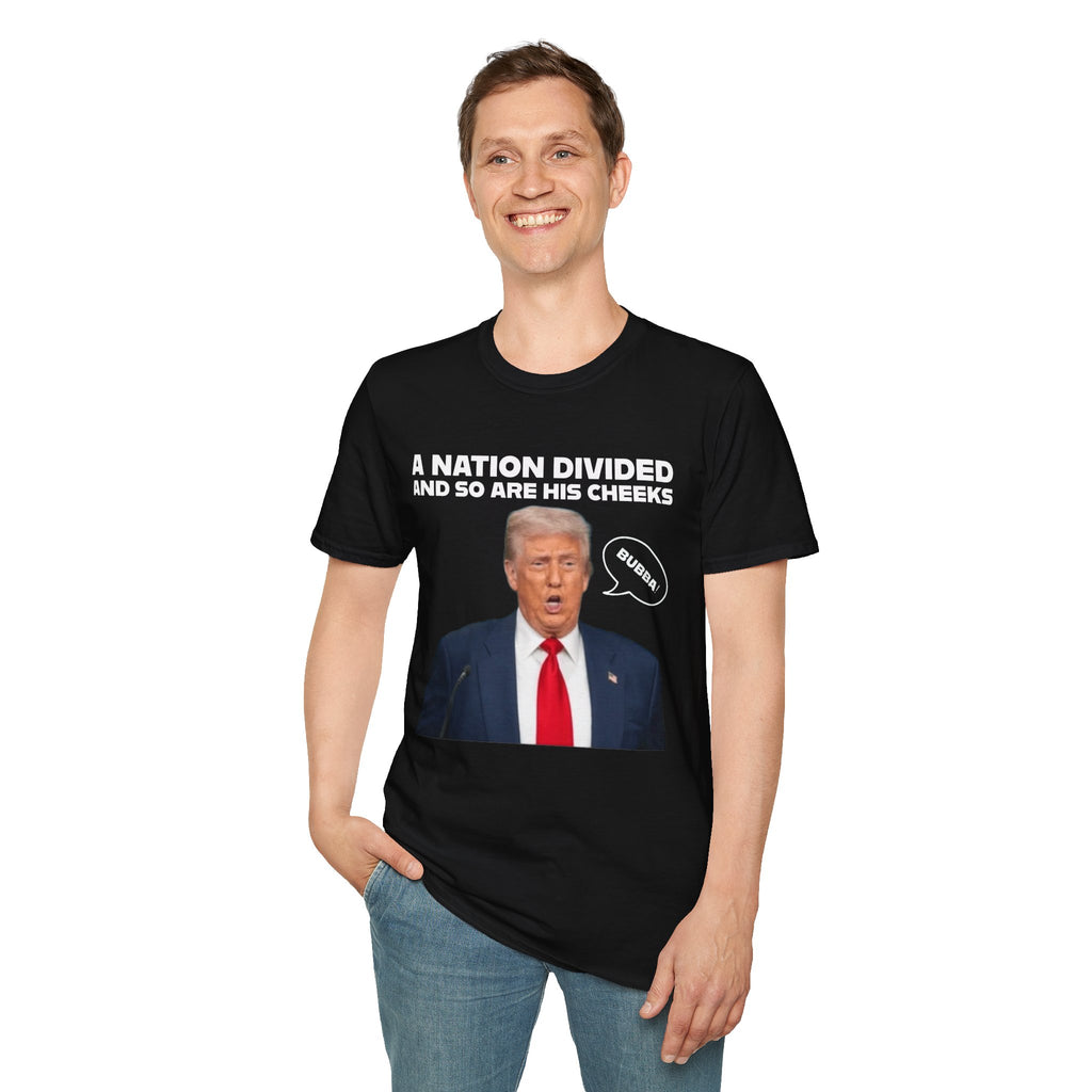 "A National Divided And So Are His Cheeks" Graphic - Unisex Softstyle T-Shirt
