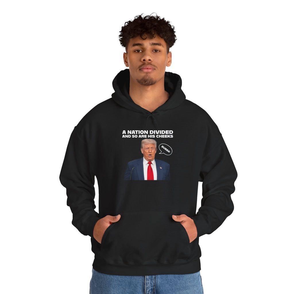 "A National Divided And So Are His Cheeks" Graphic - Unisex Heavy Blend™ Hooded Sweatshirt